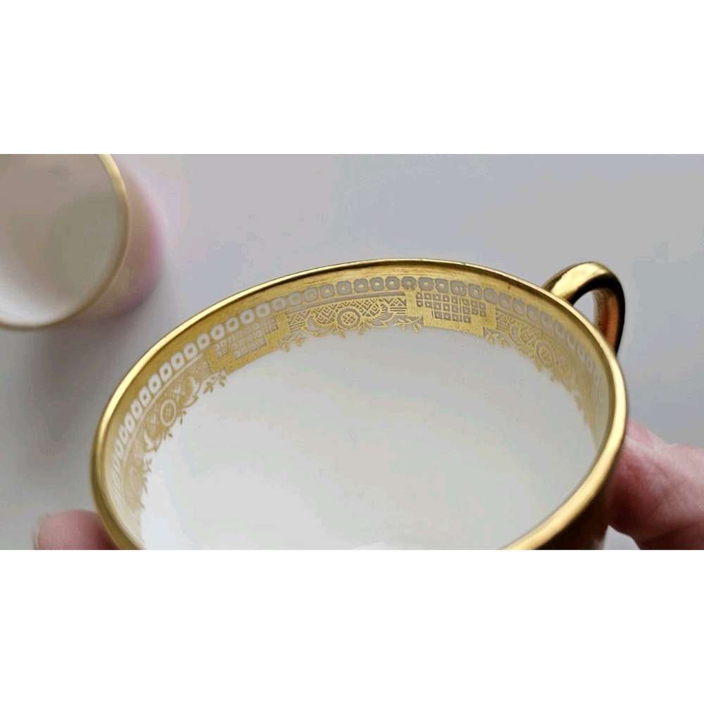 Antique Cauldon China England Demitasse Cups Set of 4 Gold Gilt Muliple Colors - Picture 11 of 16